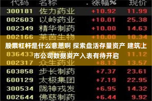 股票杠杆是什么意思啊 探索盘活存量资产 建筑上市公司数据资产入表有待开启